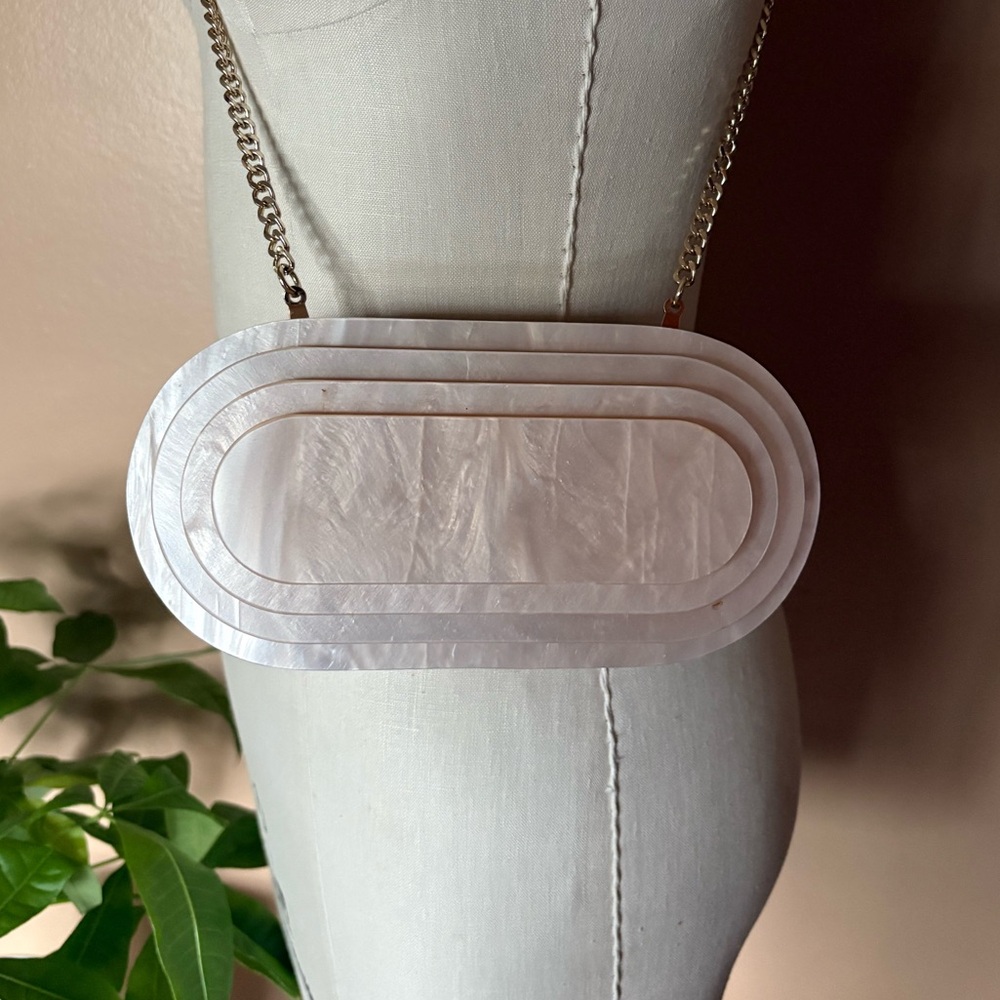 Zara Art Deco Oval Clutch with Chain Strap